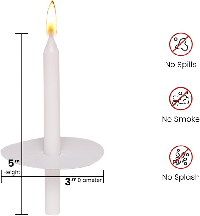 Onebird 200 White Taper Candles, Smokeless and Odorless, Handheld Drip Guard, 0.5 inch x 5 inch, Church for Prayers, Vigils, Memorial Services, Religion