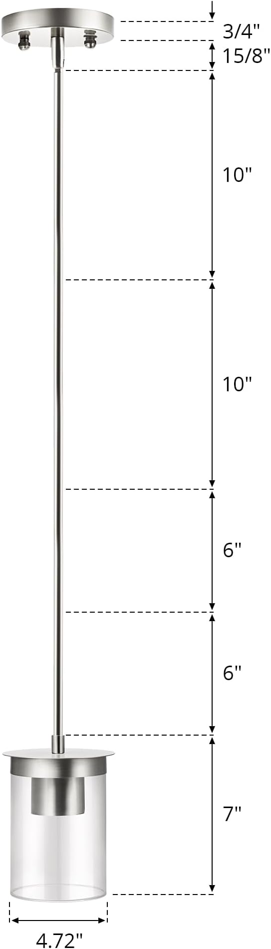 Modern Pendant Light Glass Shade, Kitchen Island Pendant Lighting with Glass Shade for Dining Room,Bedroom, Bar,Office,Farmhouse,Sand Nickel,4.72 Inch Shade 40 Inch Cord