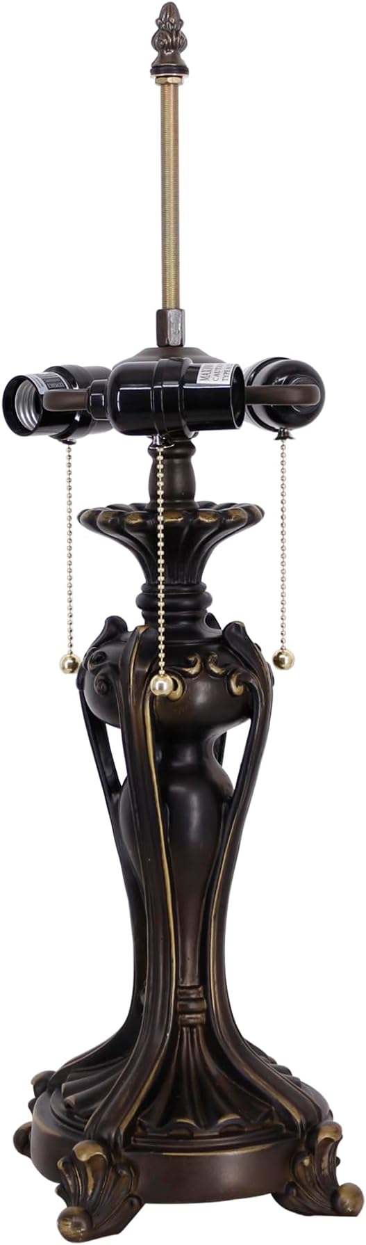 Table Lamp Base Replacement Only, Wide 8 Height 24 Inch, Fit for 12, 14, 16, 18 Inch Tiffany Style Stained Glass Lampshade, Dark Bronze Finish, Resin, Pull Chain Switch(L (W8H24 Inch))