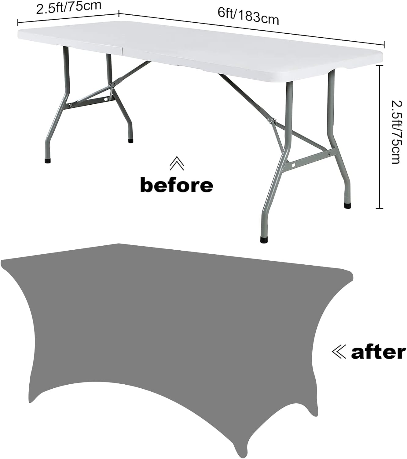 SuperO Waterproof Spandex Table Cover for 6FT Table Universal Fitted Stretch Tablecloth for Party, Banquet, Wedding and Events-Lavender