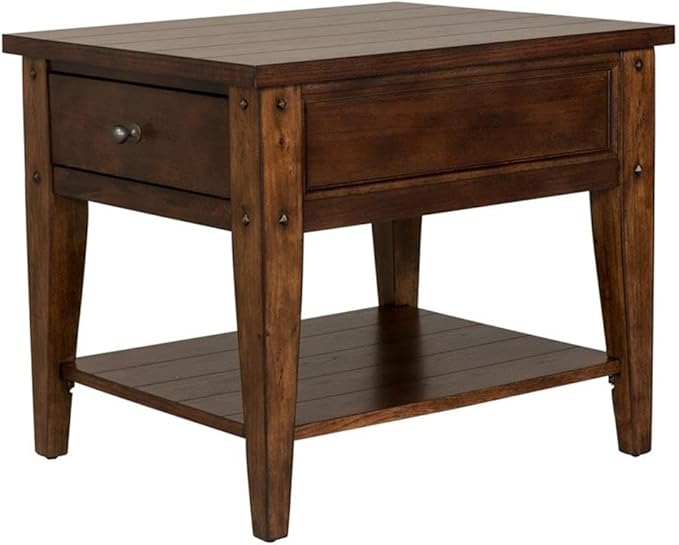 Pemberly Row Modern/Contemporary Dark Brown Wood End Table