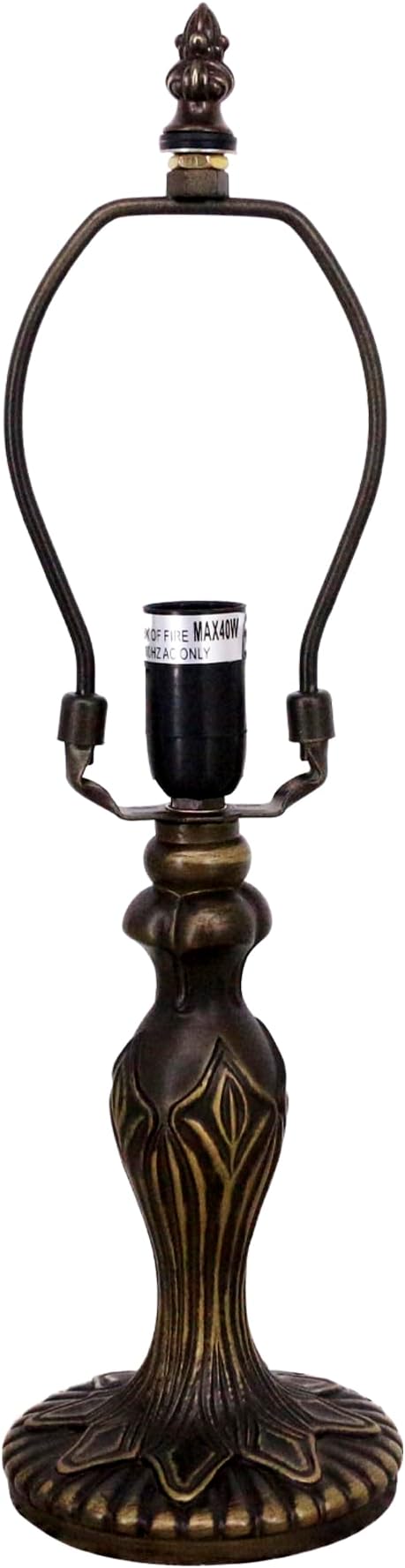 Table Lamp Base Replacement Only, Wide 4 Height 15 Inch, Fit for 6, 8, 10 Inch Tiffany Style Stained Glass Lampshade, Dark Bronze Finish,Resin, Push Switch On Cord(M (W4H15 Inch))