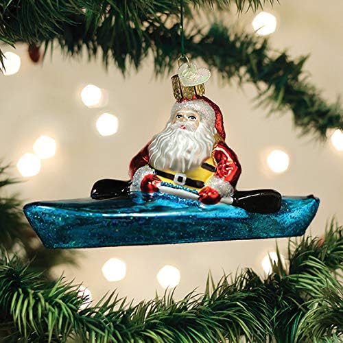 Old World Christmas Santa in Kayak Blown Glass 2020 Unique Christmas Ornaments for Christmas Tree Decoration