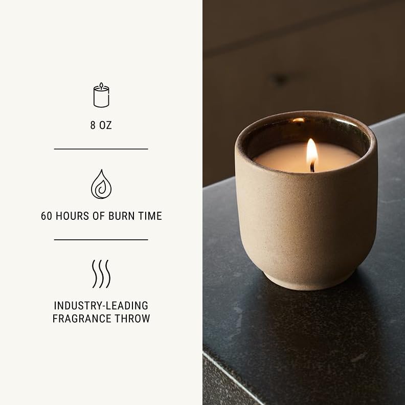 Homecourt Luxury Scented Candle, 60-Hour Burn Time, Soy Wax Blend & Organic Cotton Wick, Kiln-Fired Reusable Ceramic Vessel, Cipres Mint, 8 oz