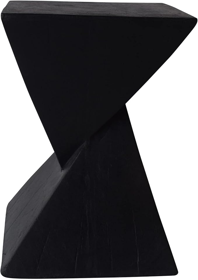 Modern Side Table with Geometric Design, Stylish Accent End Table for Living Room & Bedroom, Contemporary Black Accent Furniture for Home Decor (Black)