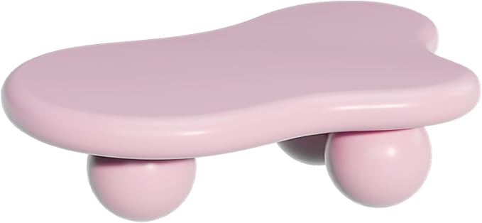 40” Cloud Coffee Table with 3 Ball Legs, Modern Lrregular Center Table for Living Room, Low Cute Small MDF Tea Table for Bedroom, Space Apartment-Pink