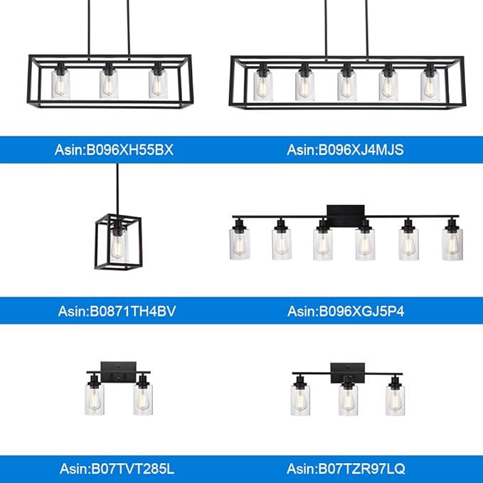 MELUCEE 1-Light Black Pendant Lights Industrial Farmhouse Chandeliers Mini Island Light Fixtures Ceiling Hanging with Clear Glass Shade for Dining Room Entryway Hallway Restaurants