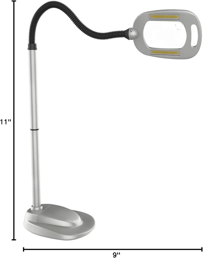 LIGHT IT! By Fulcrum, 20072-401 MultiFlex LED Floor Magnifier Lamp, Silver, Single pack