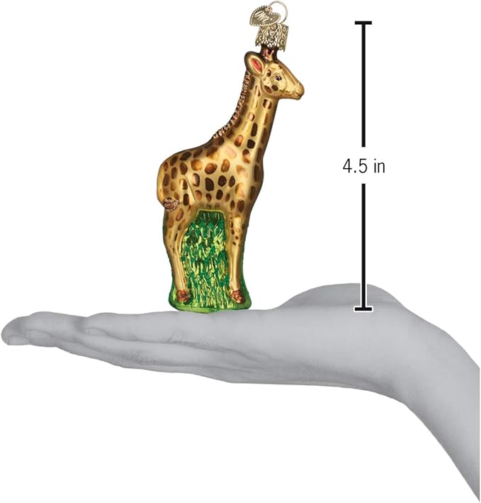 Old World Christmas Baby Giraffe Glass Blown Ornament for Christmas Tree, Handcrafted Holiday Decoration, Wildlife Animal Collection