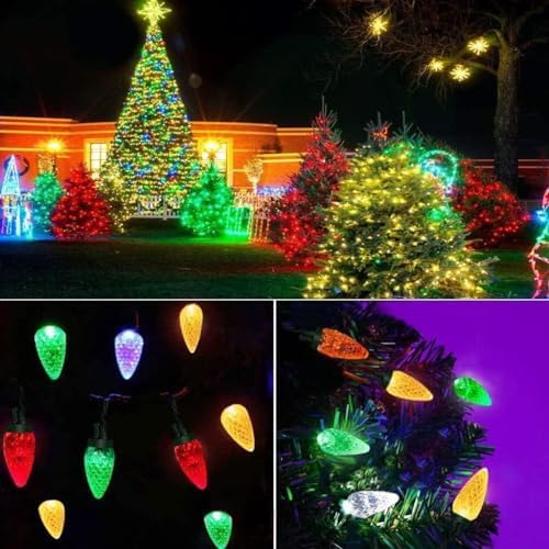 Anycosy Christmas Lights C6, 32.8 Ft 100 LEDs Strawberry Battery Operated Strings Lights 8 Modes & Timer for Xmas Tree Garland Garden Patio Indoor Outdoor Christmas Decorations