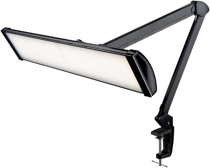 Neatfi LED Desk Lamp, 3,500 Lumens, 3 Light Modes, Dimmable, 45W, Touch Control, 26 Inch Wide Metal Shade, 540 SMD LEDs, Directional Lighting, Eye Caring Task Lamp (CCT with Clamp, Black)