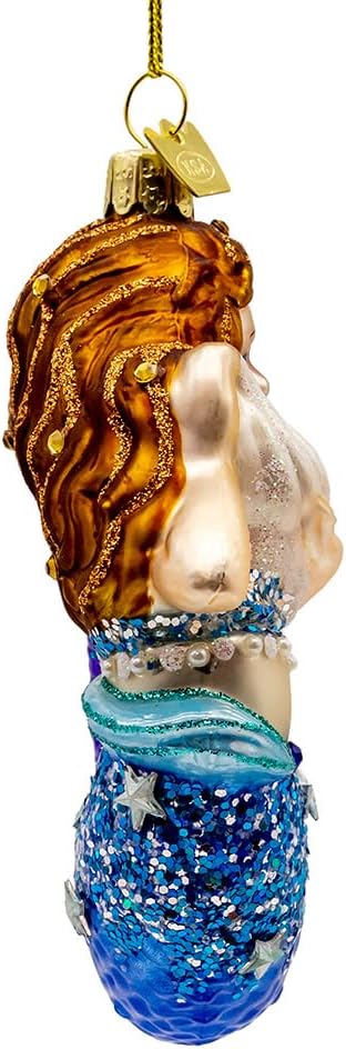 Kurt Adler 4.5" Bellissimo Glass Mermaid Ornament.