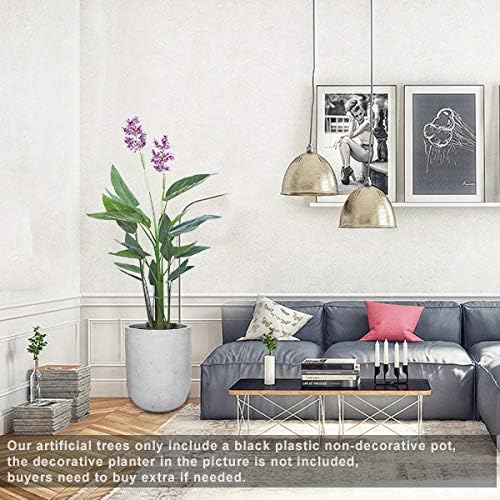 Aveyas 5ft Artificial Canna Violet Tree with Flowers for Home Decor, 5 Feet Faux Tropical Plant Fake Silk Trees with Pot for Indoor Outdoor House Porch Living Room Office (5 ft Tall)