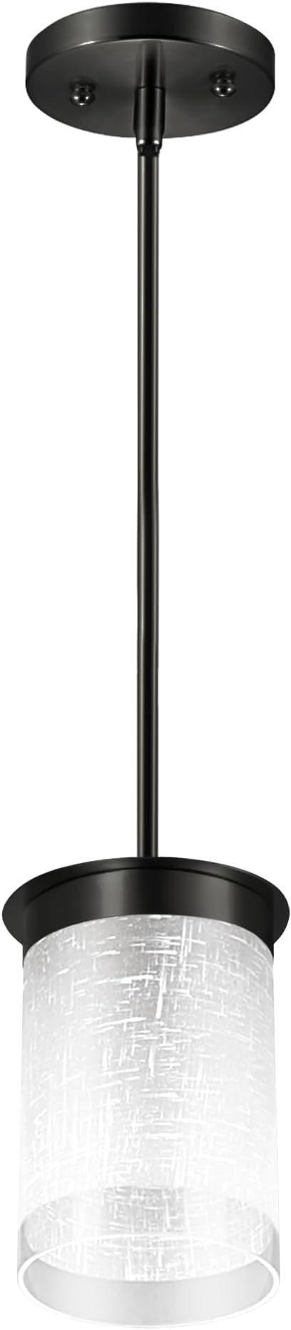 Modern Pendant Light Glass Shade, Kitchen Island Pendant Lighting with Glass Shade for Dining Room,Bedroom, Bar,Office,Farmhouse Black,1Pack-4.72 Inch Shade 40 Inch Cord