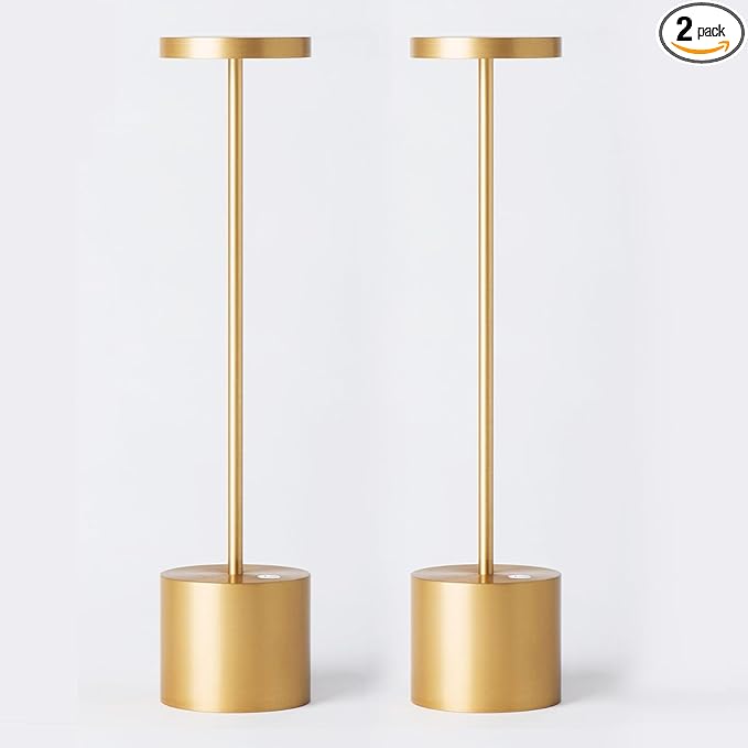 Cordless Rechargeable Battery Operated Dining Table Lamp 6000 mAh LED Desk Lamps 13.5 inches 3-Level Light Color Adjustable Dimmable Brightness for Reading/Restaurant/Study, Pack of 2