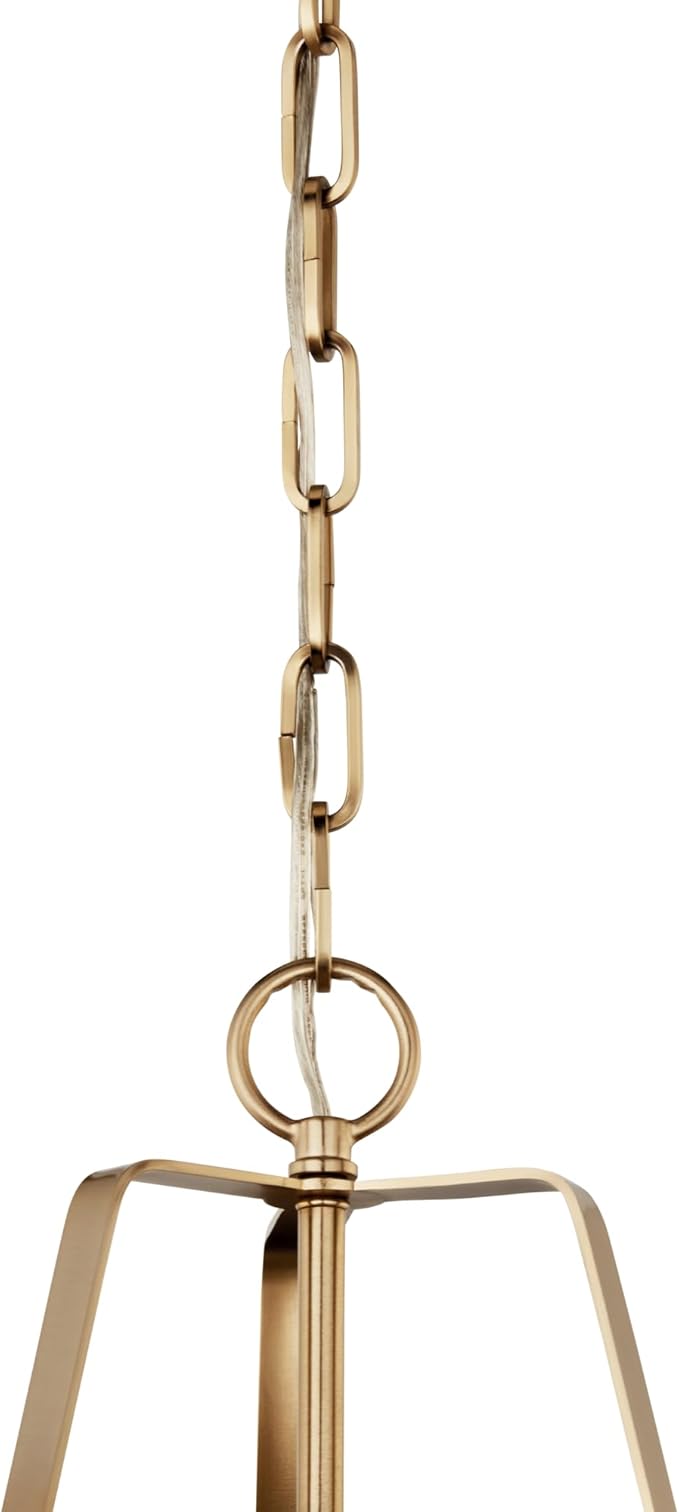 Kichler Etcher 1-Light Pendant, Updated Traditional Light with Etched Painted White Glass Diffuser in Champagne Bronze, for Kitchen or Dining Room (17" x 13"), 52710CPZ