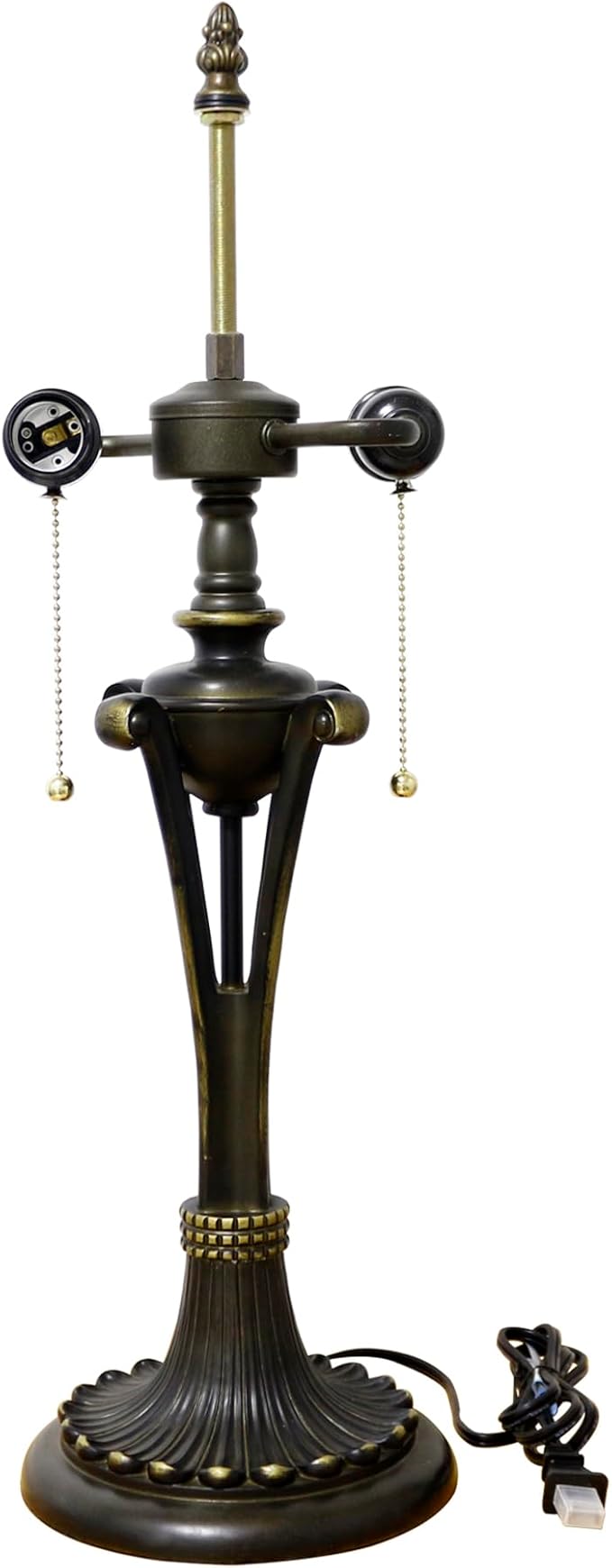 Table Lamp Base Replacement Only, Wide 7 Height 24 Inch, Fit for 12, 14, 16, 18 Inch Tiffany Style Stained Glass Lampshade, Dark Bronze Finish, Resin, Pull Chain Switch(I (W7H24 Inch)) ﻿