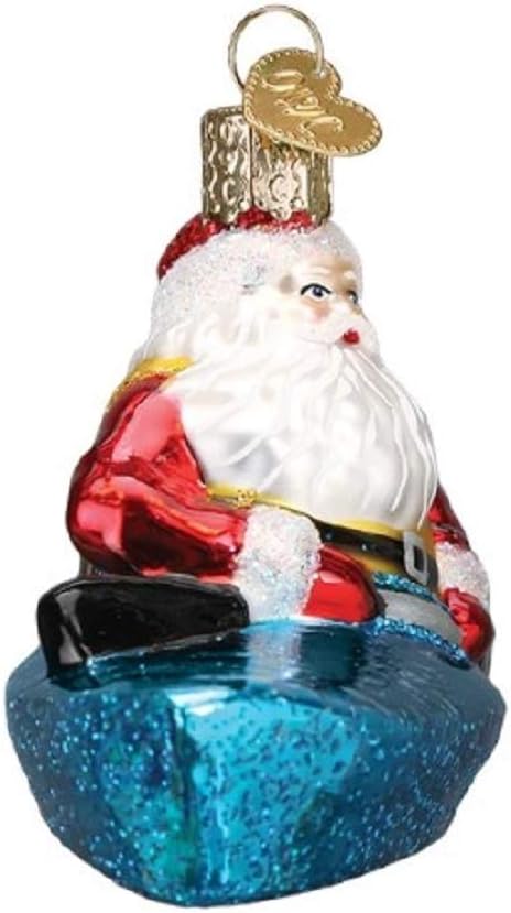 Old World Christmas Santa in Kayak Blown Glass 2020 Unique Christmas Ornaments for Christmas Tree Decoration