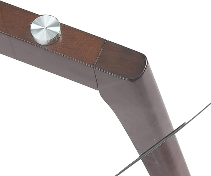 Triskele End Table, Walnut Minimalist Round Coffee Table, Mid Century Side Table with Tempered Glass Top Walnut Wood Legs (Medium)