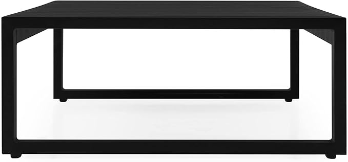 Modern Kore Outdoor Retangular Coffee Table with Powder Coated Aluminum Frame in Black
