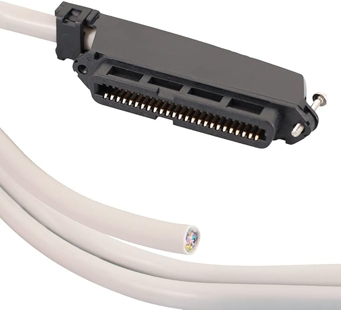 ICC Female to Open End 25-Pair Telco Cable 25ft - Cat3 24AWG, 100% Solid Pure Copper, Gray Riser CMR Cable with 90-Degree 50-Pin Telco Connector for Voice and Low Data PBX Applications, 25 Feet