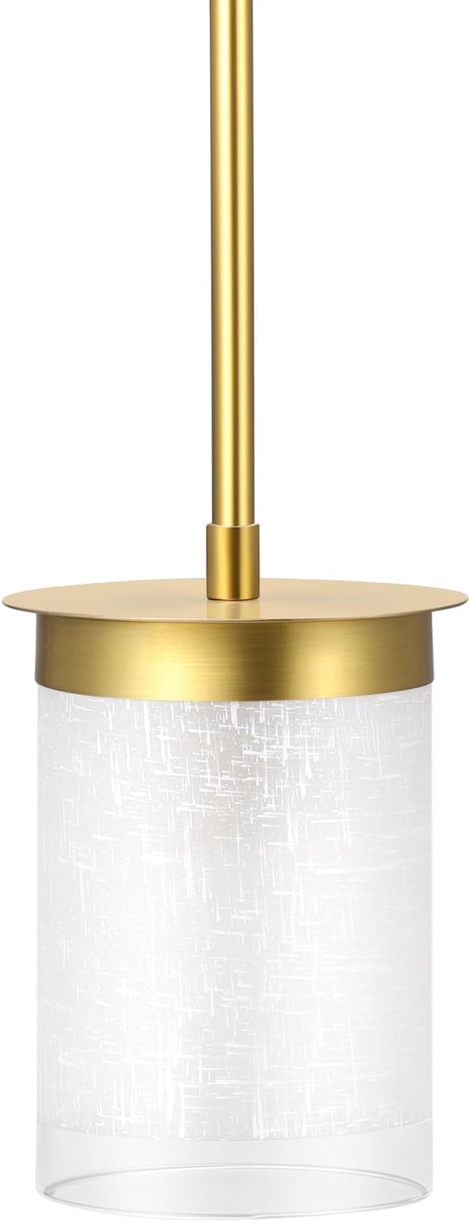 Modern Pendant Light Glass Shade, for Kitchen,Dining Room,Bedroom, Bar,Office,Farmhouse Brushed Gold,1Pack-4.72 Inch Shade 40 Inch Cord(Glass is Treated with Cloth Patterns)