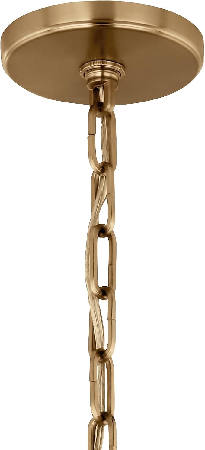Kichler Etcher 1-Light Pendant, Updated Traditional Light with Etched Painted White Glass Diffuser in White and Champagne Bronze, for Kitchen or Dining Room (17" x 13"), 52710WH