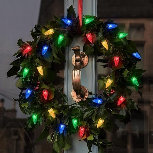 Anycosy Christmas Lights C6, 32.8 Ft 100 LEDs Strawberry Battery Operated Strings Lights 8 Modes & Timer for Xmas Tree Garland Garden Patio Indoor Outdoor Christmas Decorations