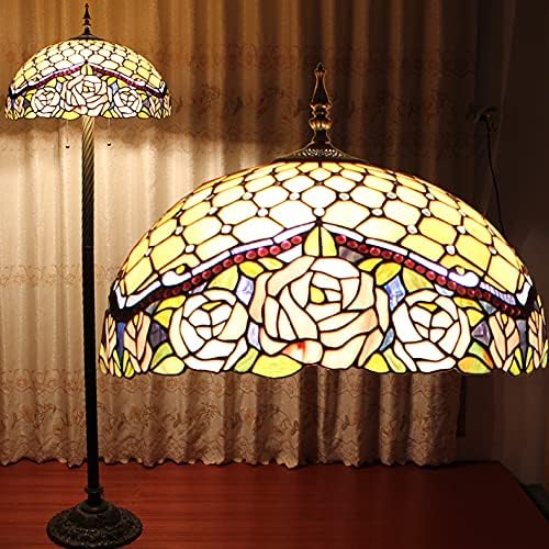 WERFACTORY Tiffany Floor Lamp Base Only, for 16-24 Inch Stained Glass Lampshade Height 64 Inch Bronze Finished Resin Base Antique Standing Lighting Base Replacement Only Wide 11 Inch