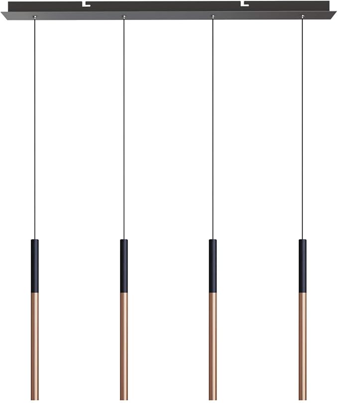 ALTAIR 4 Mini Pendant Lighting Black-Copper - LED Hanging Light Fixture for Kitchen Island, Bar, Foyer - Cluster Pendants - Dimmable, Adjustable Wire, Lamp Bulb Included