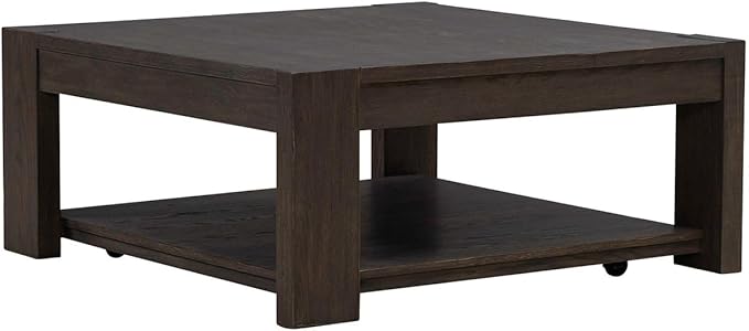 Liberty Furniture Lennox Hill Living Room Opt 3 Piece Set - Square Cocktail Table, 2 End Tables - Bark