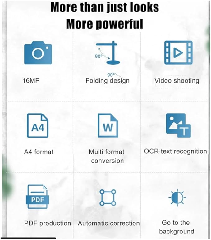4K USB Document Camera 16MP Webcam Visualiser Image Invert Foldable for Live Demo Web Conferencing