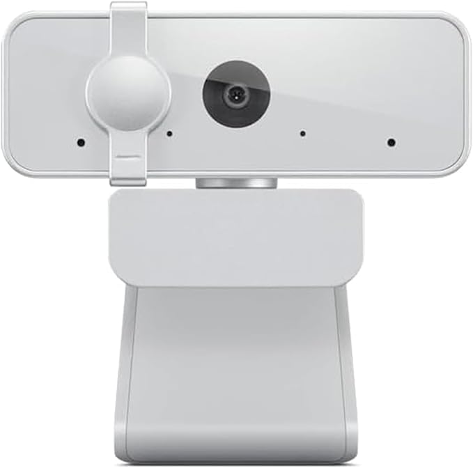 Lenovo 310 FHD Webcam, 1080p, FHD Resolution @30 FPS, Plug-and Play USB Connectivity, 1.8M Cable, 2 Integrated Microphones, External Privacy Shutter, White
