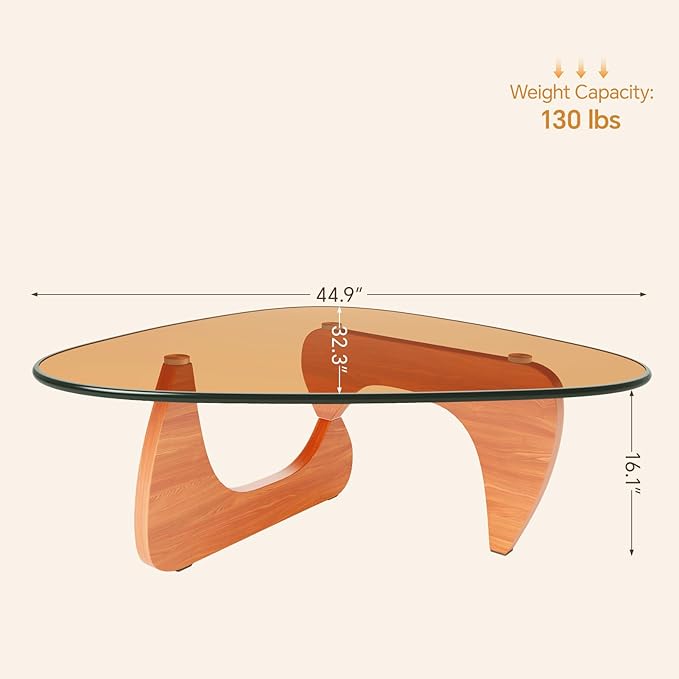 Coffee Tables Glass Small Farmhouse Coffee Table Mid-Century Modern Wood Center Table for Living Room, Walnut Brown, 44 Inch