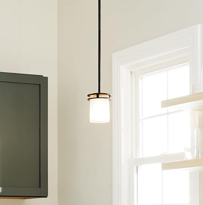 Kichler Hendrik 7.5" 1 Light Mini Pendant with Light Umber Etched Glass Olde Bronze®