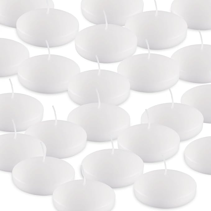 Unscented Floating Candles Set of 72, 3 Inch White Dripless Wax for Centerpieces at Wedding Pool Party Holiday, 10 Hour