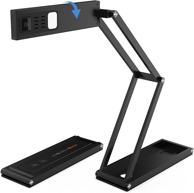 VIISAN Document Camera 13MP 4K with AF Lens, Foldable Webcam for Teachers Classroom, Built-in Mic & LED Light, Portable Overhead Cam for PC Mac, Web Conferencing Visualizer for Teaching