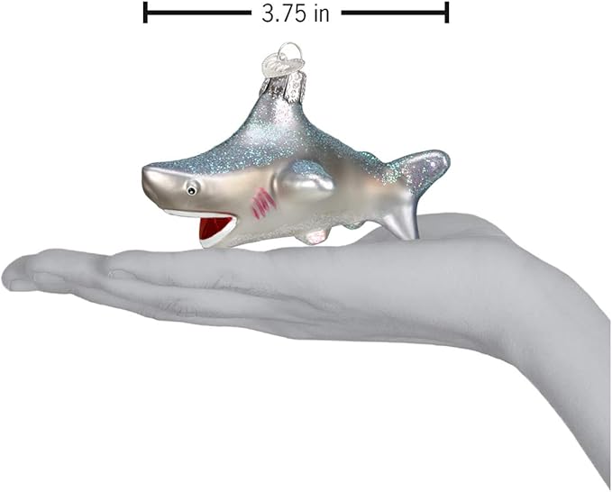 Old World Christmas Shark Glass Blown Ornament for Christmas Tree, Handcrafted Holiday Decoration, Sea Collection