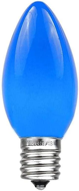 25 Foot C9 Blue Ceramic Christmas String Light Set - Outdoor Roofline Light String - Opaque Bulbs - Green Wire
