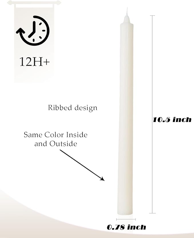 Candlesticks Brown Taper Candles 10.5 inch Dripless Tapered Candles Ideal as Dinner Candles Smokeless and Unscented Long Burning,Set of 12