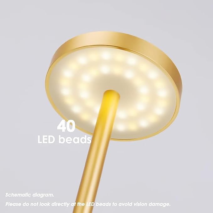 Cordless Rechargeable Battery Operated Dining Table Lamp 6000 mAh LED Desk Lamps 13.5 inches 3-Level Light Color Adjustable Dimmable Brightness for Reading/Restaurant/Study, Pack of 2