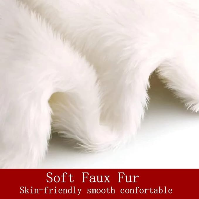 Christmas Tree Skirt, 60 inches Snow White Tree Skirt Decoration for Xmas Faux Rabbit Fur