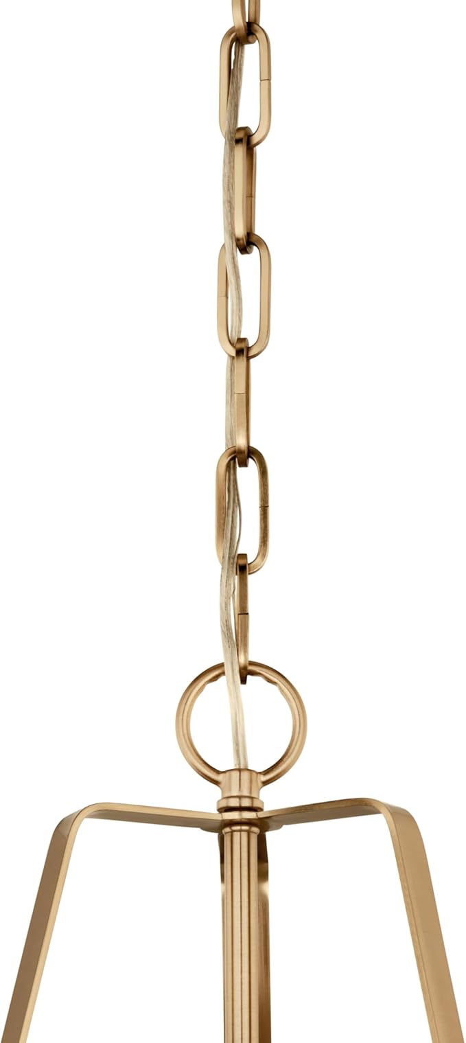 Kichler Etcher 1-Light Pendant, Updated Traditional Light with Etched Painted White Glass Diffuser in White and Champagne Bronze, for Kitchen or Dining Room (17" x 13"), 52710WH