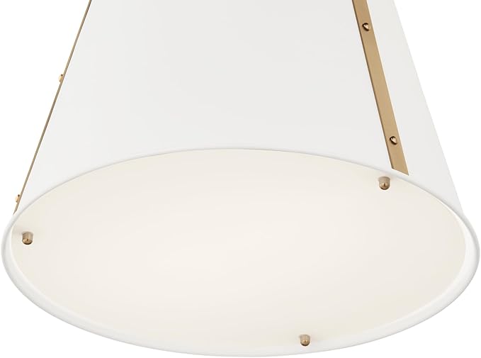 Kichler Etcher 1-Light Pendant, Updated Traditional Light with Etched Painted White Glass Diffuser in White and Champagne Bronze, for Kitchen or Dining Room (17" x 13"), 52710WH