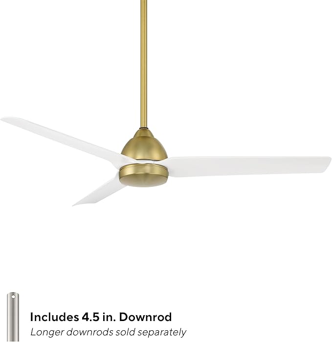 WAC F-001-SB/MW Mocha 54" Outdoor Ceiling Fan with Remote, Soft Brass Matte White