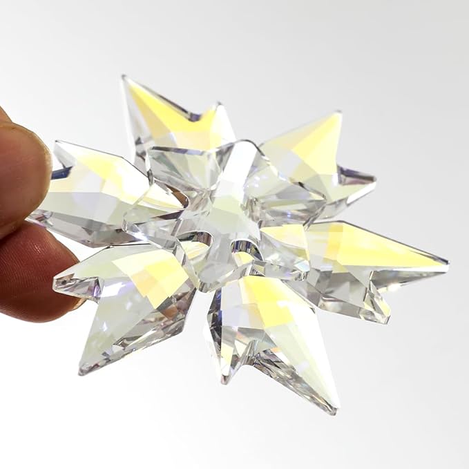 Maxistal 2024 Edition Crystal Snowflake Star Ornament Christmas Tree Ornament Home Decor Gift (2024-Colorful)