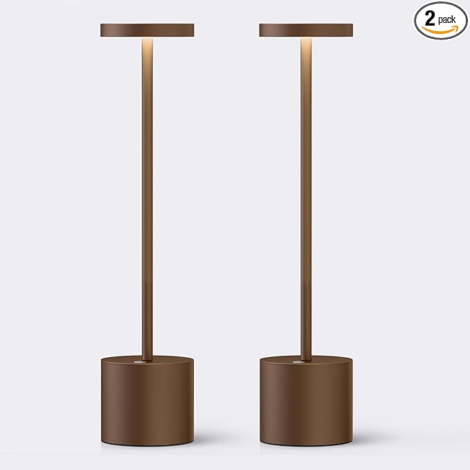 Cordless Rechargeable Battery Operated Dining Table Lamp 6000 mAh LED Desk Lamps 13.5 inches 3-Level Light Color Adjustable Dimmable Brightness for Reading/Restaurant/Study, Pack of 2