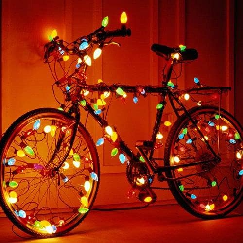 C9 Christmas Lights 25Ft Multicolored Outdoor String Lights with 26 Ceramic Edison Bulbs(1 Spare), C9/ E17 Base, Hanging Vintage Multicolor Lights for Christmas Party Backyard Wedding Decor