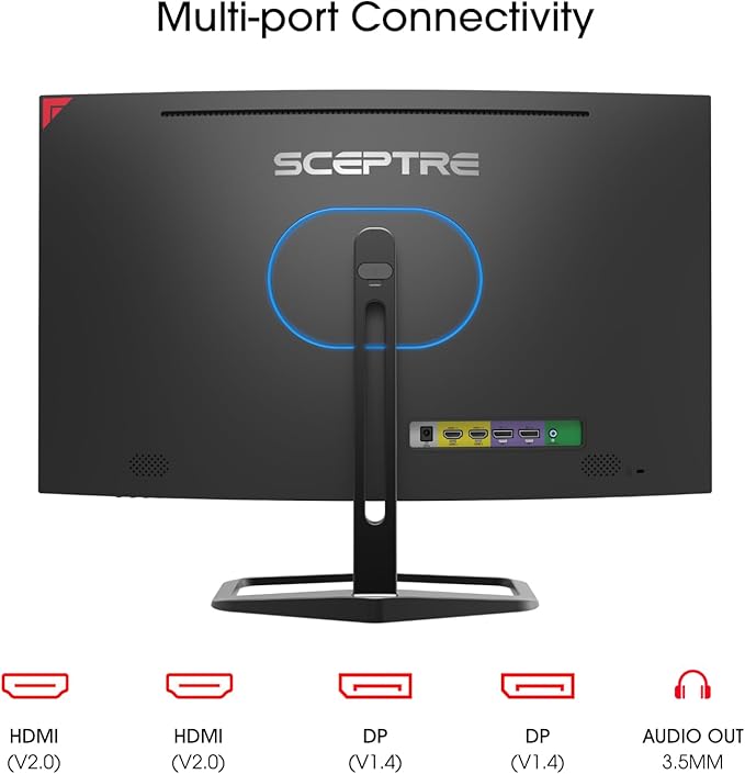 New! Sceptre 27-inch Curved 240Hz Gaming Monitor 1500R DP x2 HDMI x2 Build-in Speakers Machine Black 2026 (C275B-FWT240 Series)