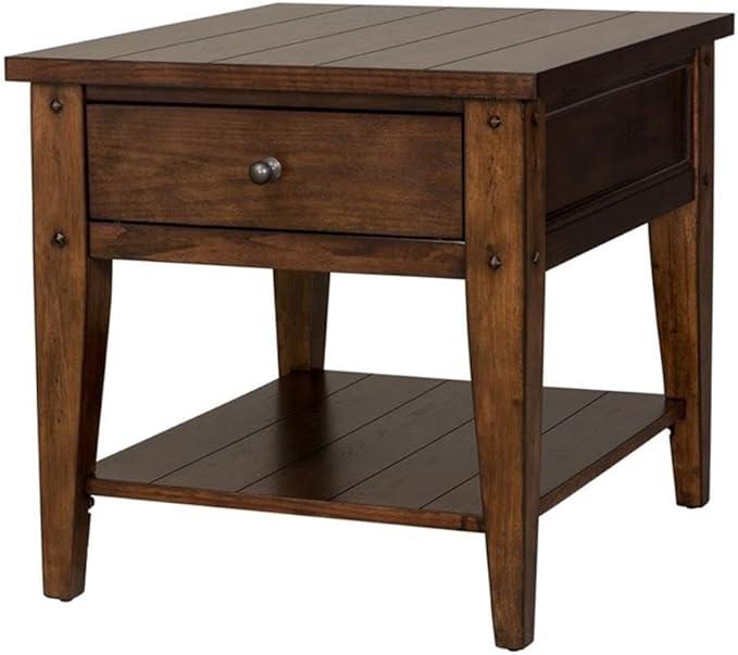 Pemberly Row Modern/Contemporary Dark Brown Wood End Table